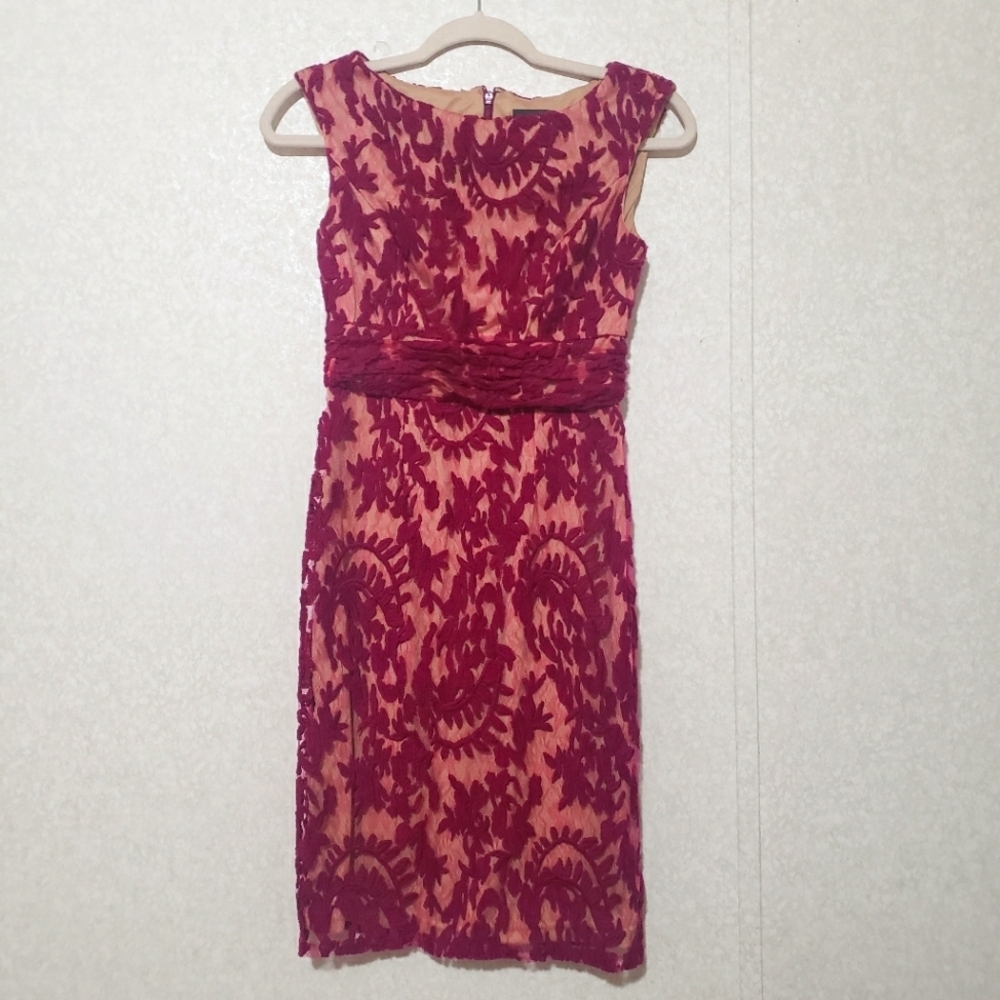 Adrianna Papell Purple Sheath Midi Dress Square Neck..SIZE:2